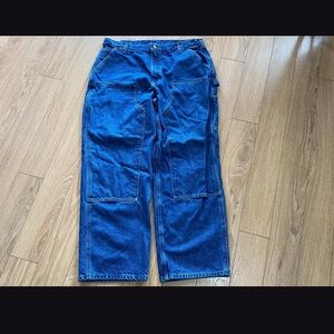 Carhartt Vintage Double Knee Denim Pants Men's Deep Blue Relaxed Jeans
